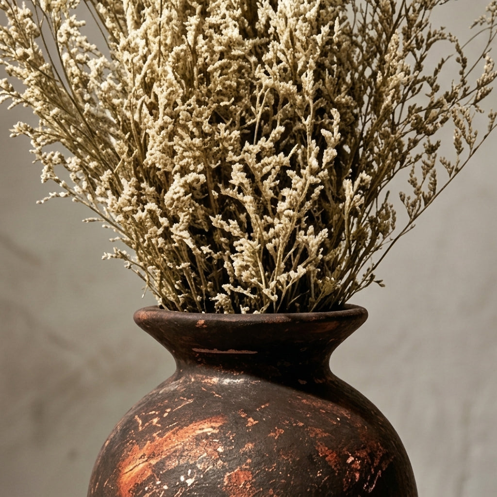 Distressed Copper Patina Urn Vase