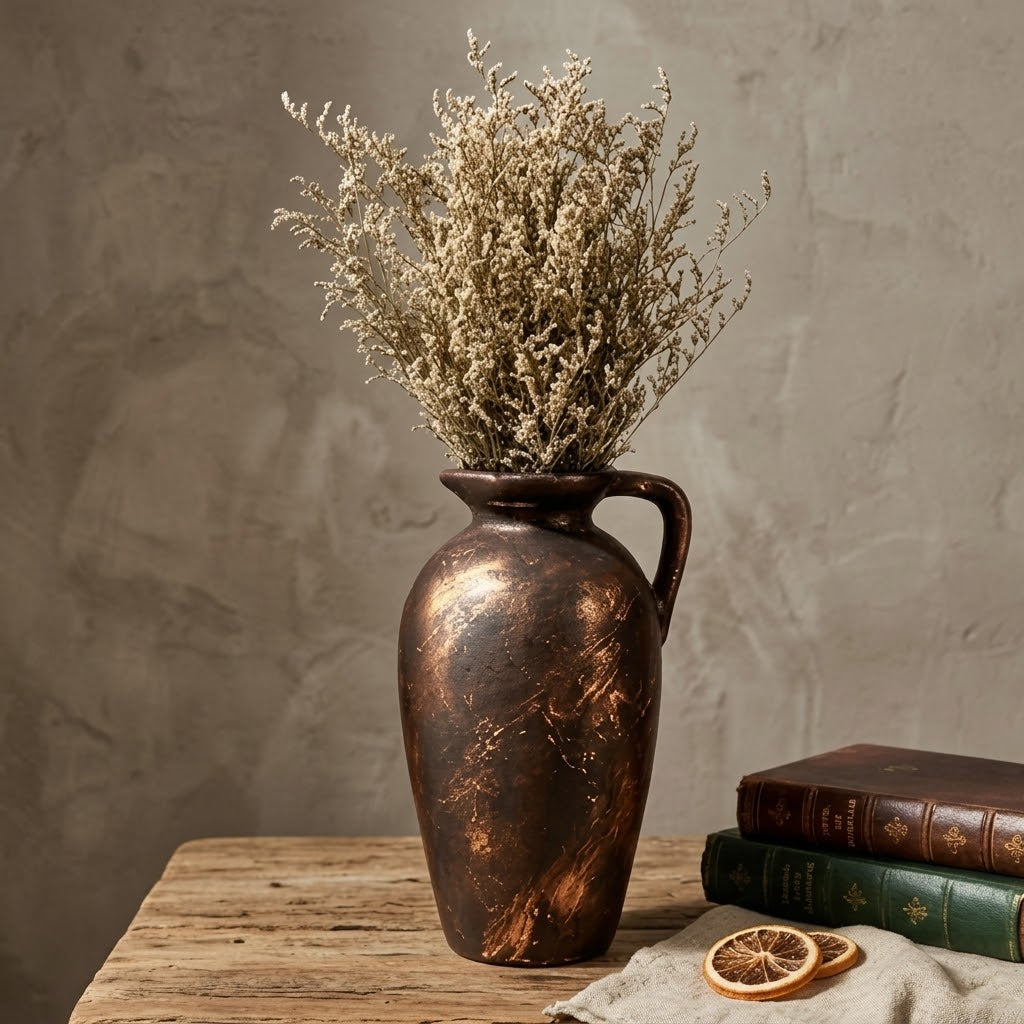 Distressed Bronze Pitcher Vase