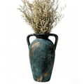 Antique Distressed Teal Amphora Vase