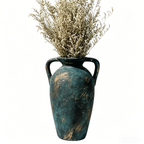 Antique Distressed Teal Amphora Vase