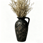 Midnight Peony Black Pitcher Vase
