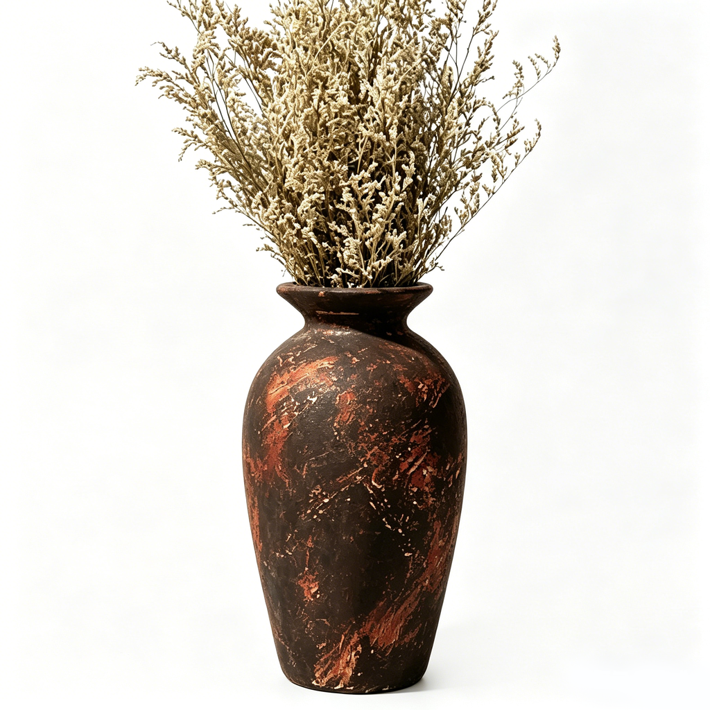 Distressed Copper Patina Urn Vase