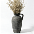 Antiqued Charcoal Greek Key Pitcher Vase