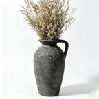 Antiqued Charcoal Greek Key Pitcher Vase