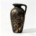 Antique Black and Gold Botanical Pitcher Vase