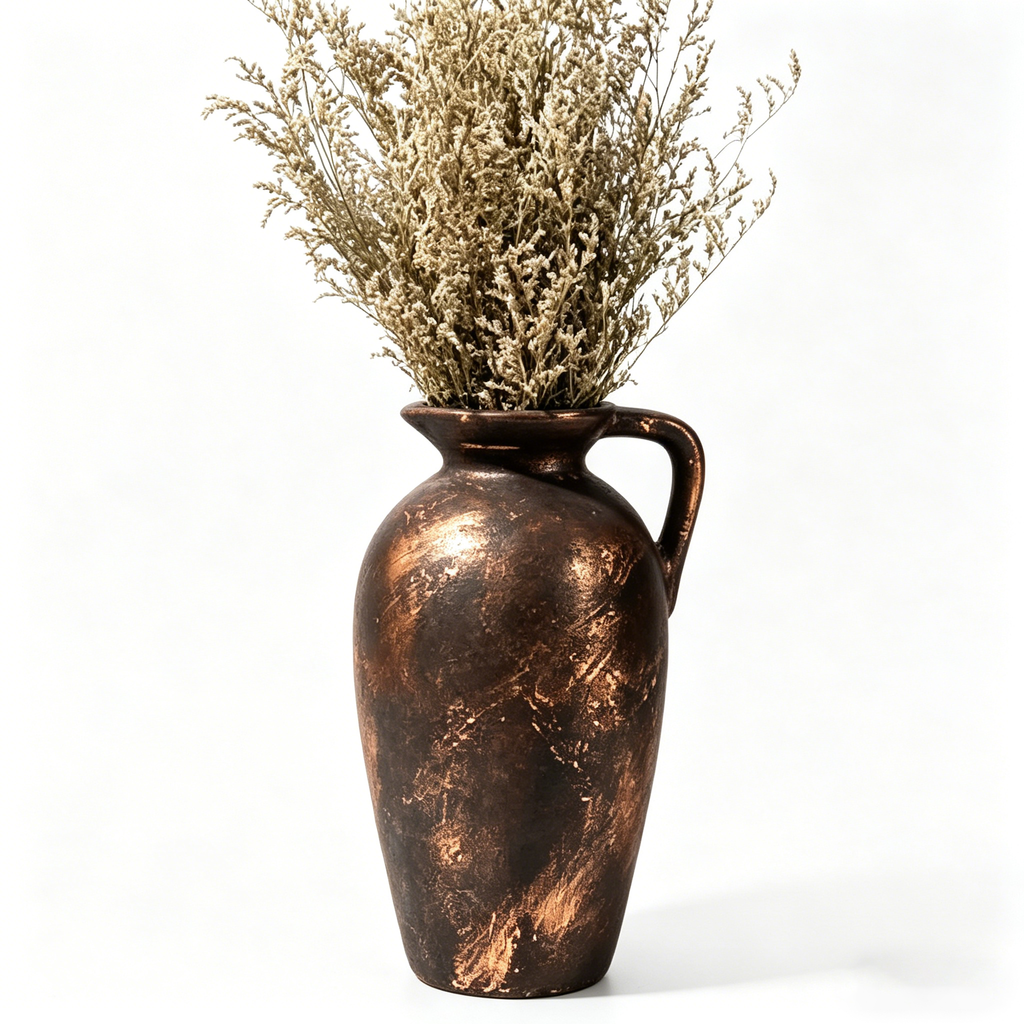 Distressed Bronze Pitcher Vase