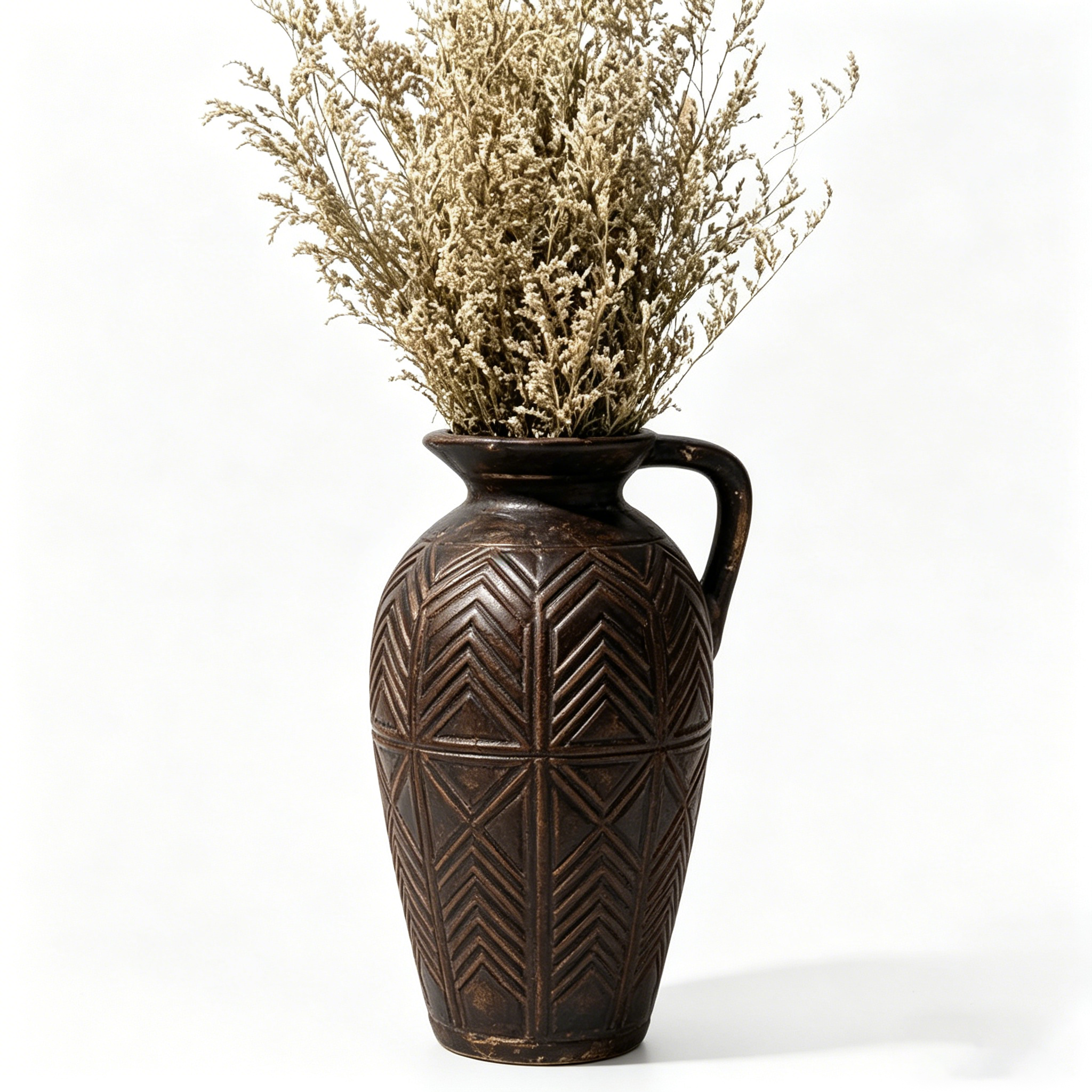 Carved Geometric Espresso Pitcher Vase