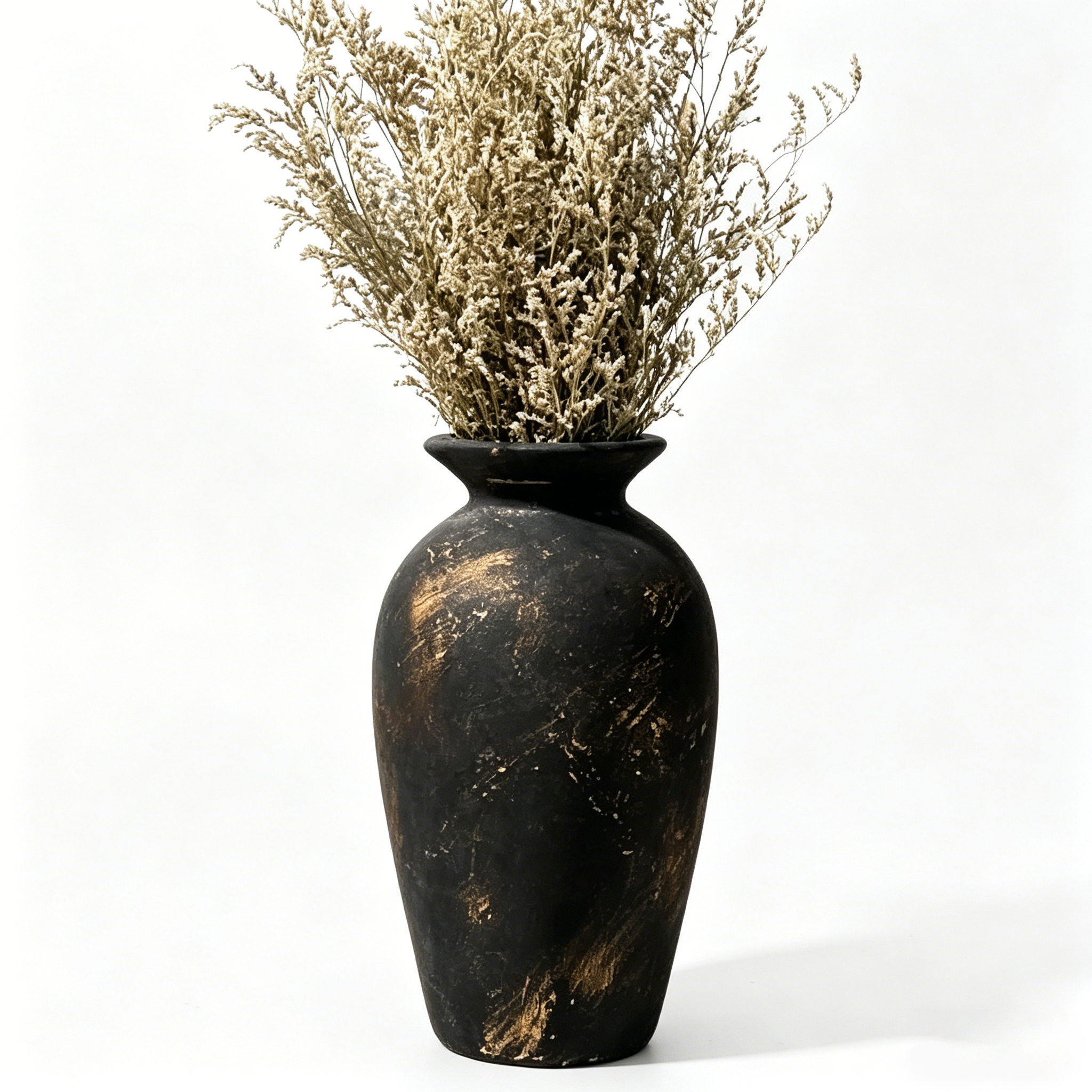 Distressed Black and Gold Artisan Vase