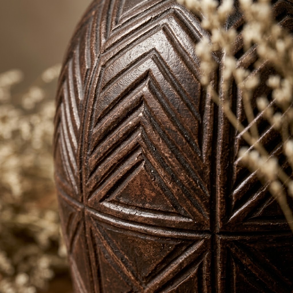 Carved Geometric Espresso Pitcher Vase