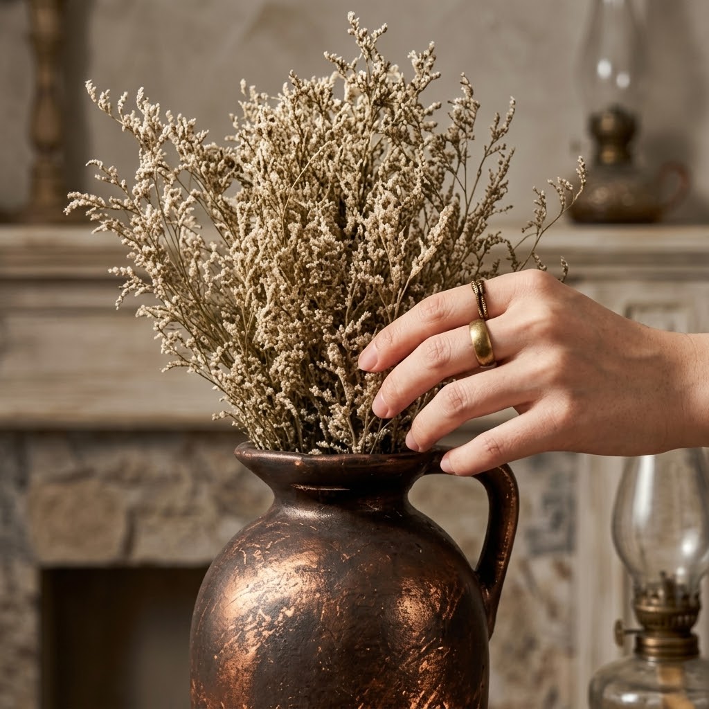Distressed Bronze Pitcher Vase