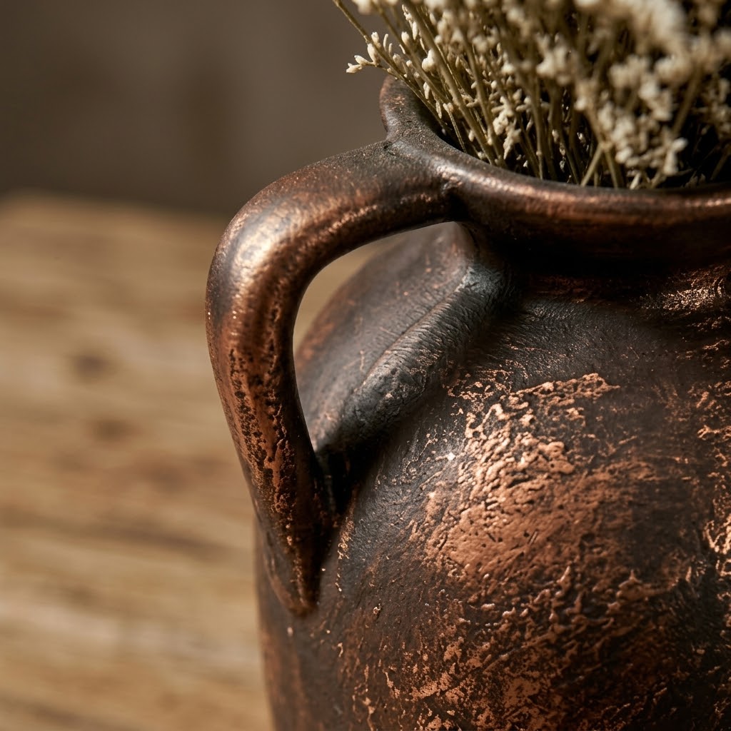 Distressed Bronze Pitcher Vase