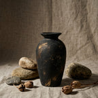 Distressed Black and Gold Artisan Vase