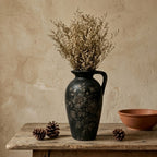 Midnight Peony Black Pitcher Vase