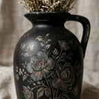 Midnight Peony Black Pitcher Vase
