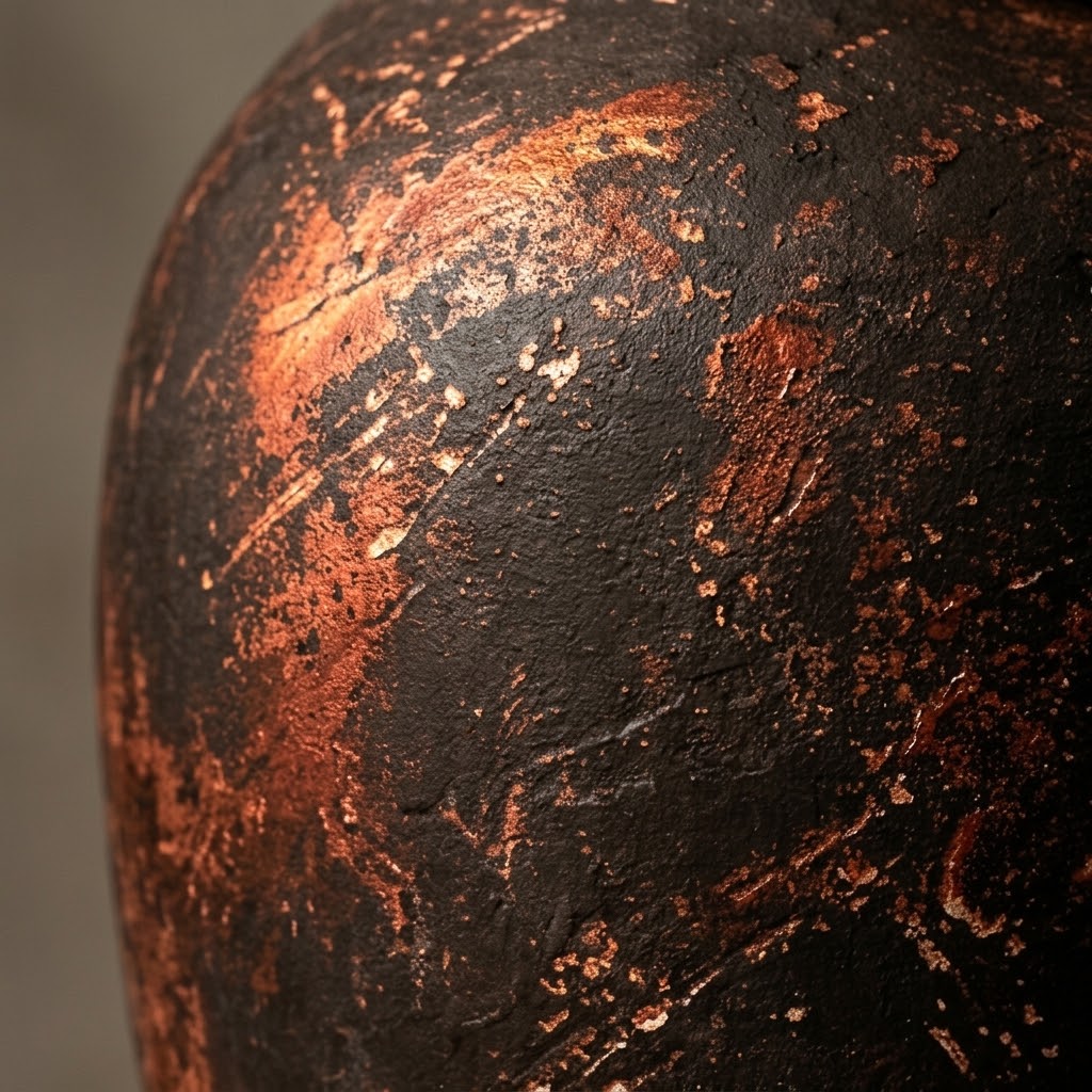 Distressed Copper Patina Urn Vase