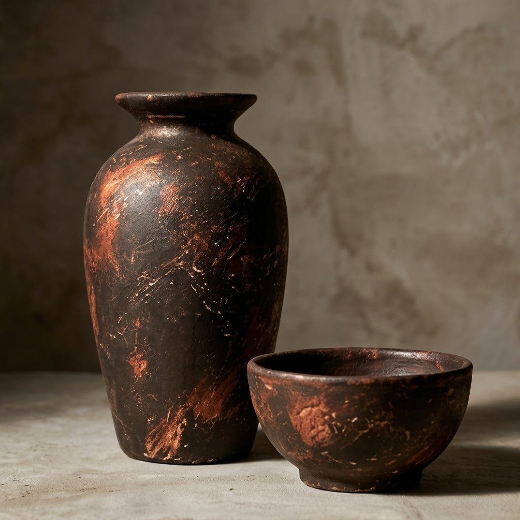 Distressed Copper Patina Urn Vase