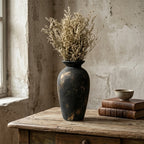 Distressed Black and Gold Artisan Vase